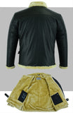 Aviator Pilot Casual Leather Beige Fur Jacket