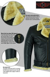 Aviator Pilot Casual Black Leather Fur Jacket