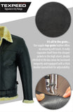 Aviator Pilot Casual Black Leather Fur Jacket