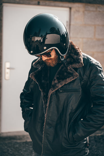 Aviator Pilot Casual Black Leather Fur Jacket – Texpeed