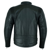 Twin Zipped Black Leather Motorcycle Jacket | Texpeed
