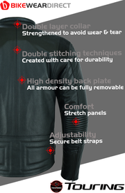 Twin Zipped Black Leather Motorcycle Jacket | Texpeed