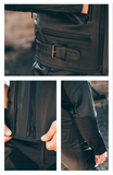 Twin Zipped Black Leather Motorcycle Jacket