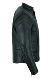 Twin Zipped Black Leather Motorcycle Jacket