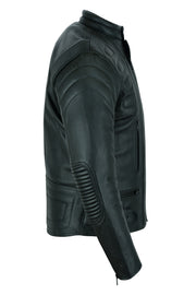 Twin Zipped Black Leather Motorcycle Jacket | Texpeed