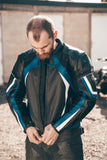 Racing Blue Leather Motorcycle Jacket