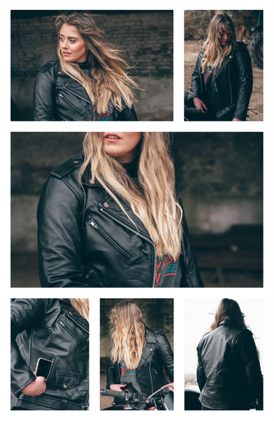 Leren motorjas voor dames perfect Marlon Brando - Texpeed - Zwart Leren motorjas voor dames perfect Marlon Brando - Texpeed - Zwart