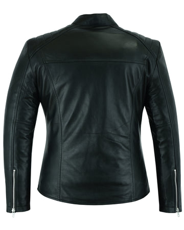 Womens Signature City Casual Black Leather Jacket | Texpeed