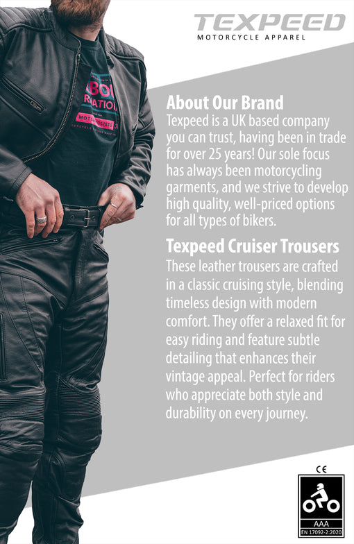 Cruiser Black Leather Motorcycle Trousers