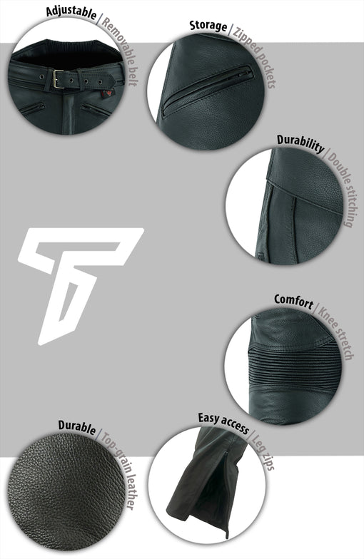 Cruiser Black Leather Motorcycle Trousers