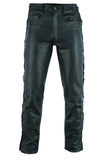 Laced Black Leather Motorcycle Trousers