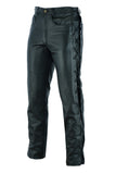 Laced Black Leather Motorcycle Trousers
