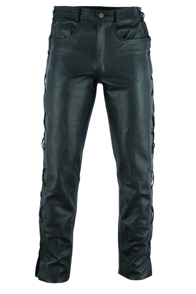 Laced-Side Cowhide Leather Motorcycle Trousers | Texpeed