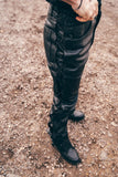 Laced Black Leather Motorcycle Trousers