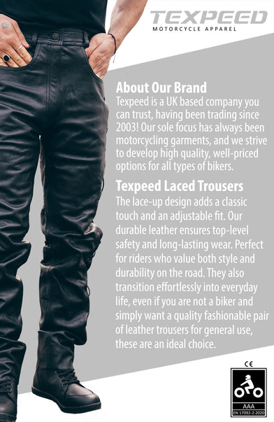 Laced-Side Cowhide Leather Motorcycle Trousers | Texpeed
