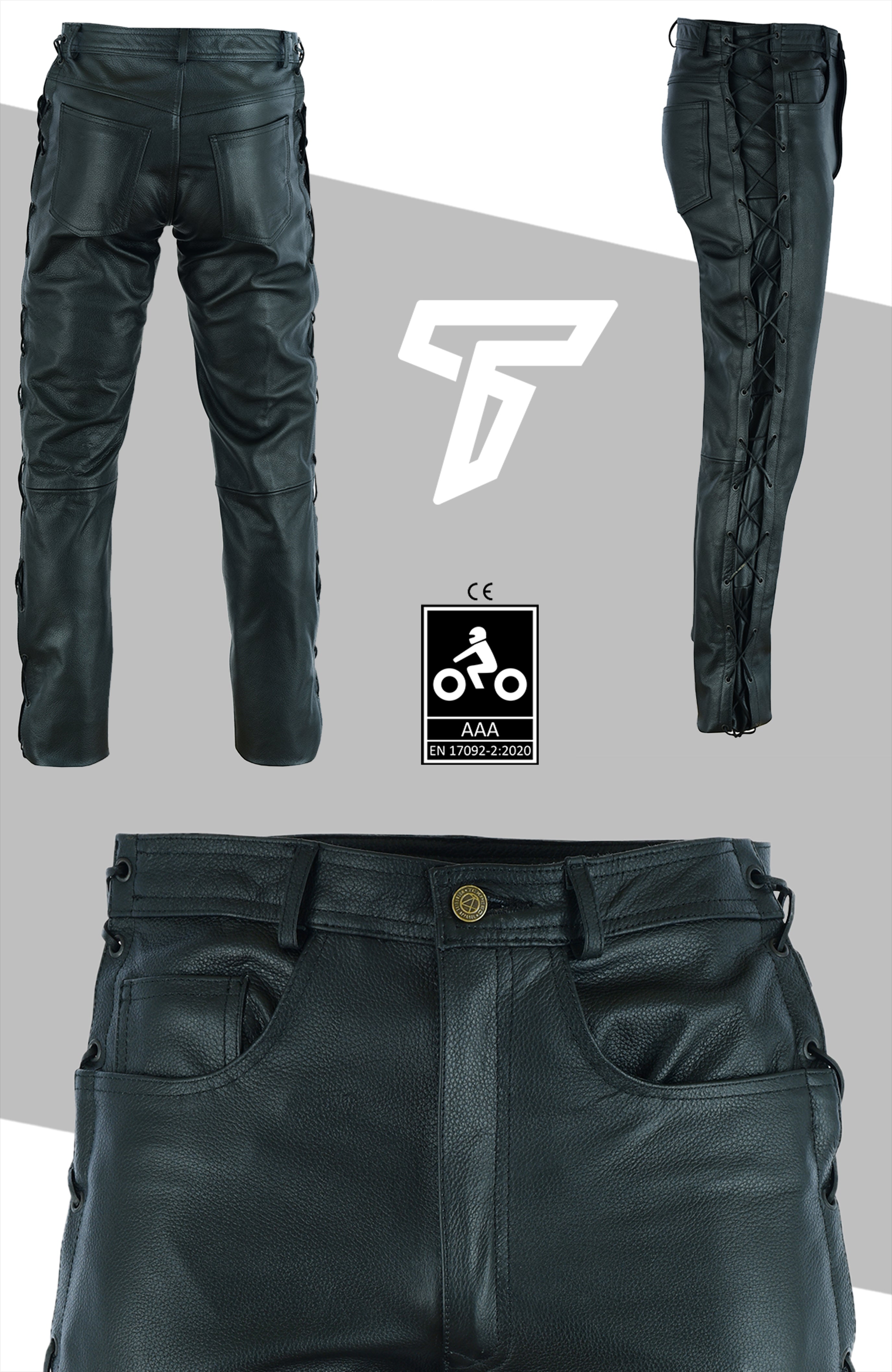 Laced-Side Cowhide Leather Motorcycle Trousers | Texpeed