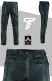 Laced Black Leather Motorcycle Trousers