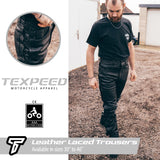 Laced Black Leather Motorcycle Trousers
