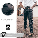 Plain Black Leather Motorcycle Trousers