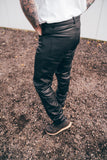 Plain Black Leather Motorcycle Trousers