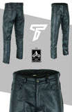 Plain Black Leather Motorcycle Trousers