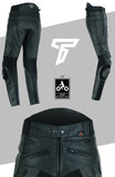Sliding Black Leather Motorcycle Trousers