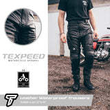 Waterproof Black Leather Motorcycle Trousers