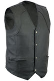 Plain Black Leather Biker Waistcoat