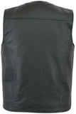Plain Black Leather Biker Waistcoat