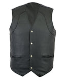 Plain Black Leather Biker Waistcoat