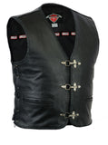 Buckle Hook Black Leather Motorcycle Waistcoat