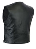 Leather Waistcoat Motorbike Fish Hook Clip Braided Laced Biker Motorcycle Vest