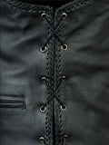 Buckle Hook Black Leather Motorcycle Waistcoat