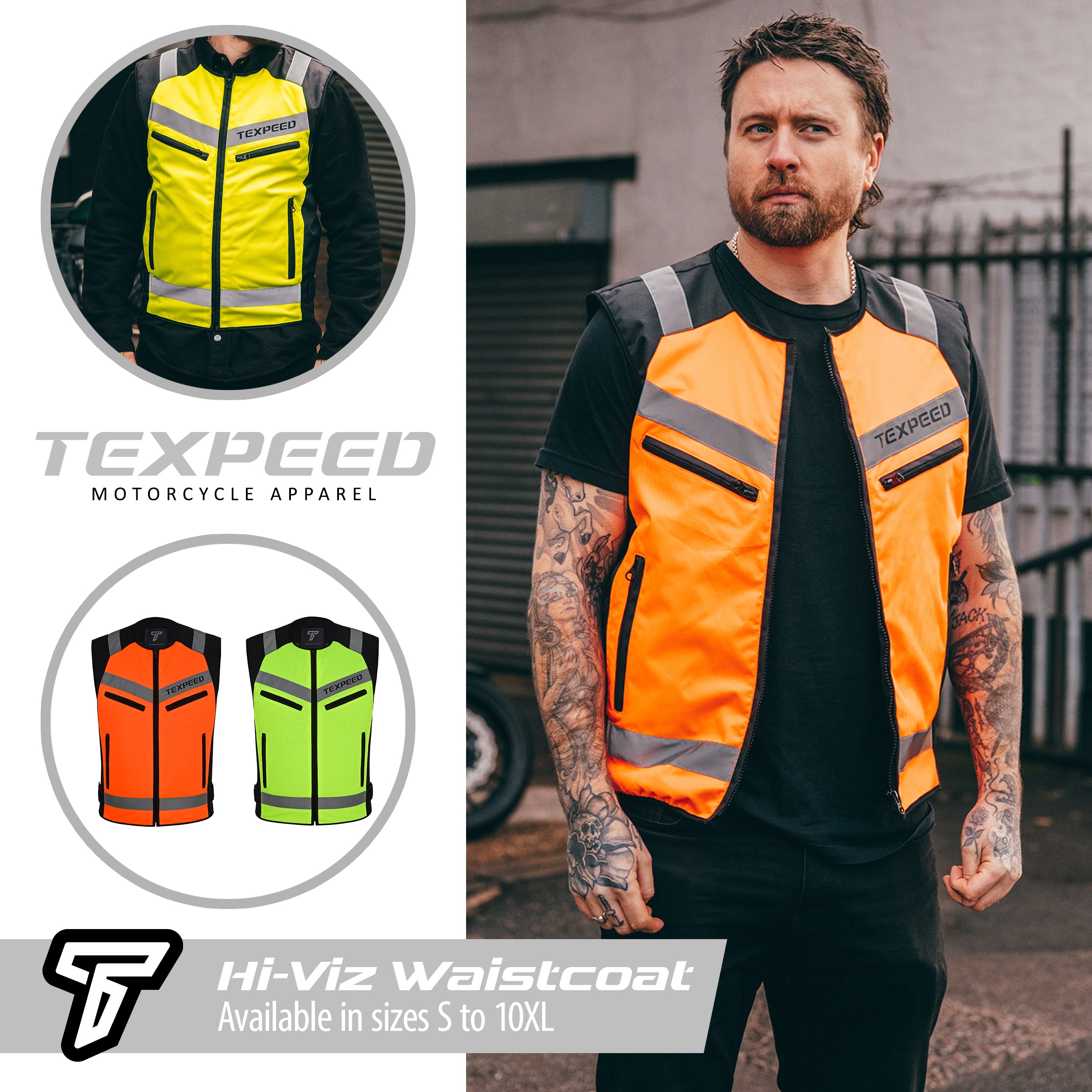 Hi-Vis Motorcycle Over Vest – Texpeed