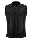 Diamond Leather Motorcycle Waistcoat