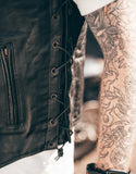 Laced Leather Motorcycle Waistcoat
