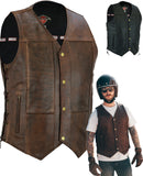 Laced Leather Motorcycle Waistcoat