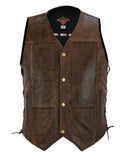 Laced Leather Motorcycle Waistcoat