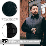 Military Leather Motorcycle Waistcoat