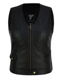 Zipped Leather Motorcycle Waistcoat