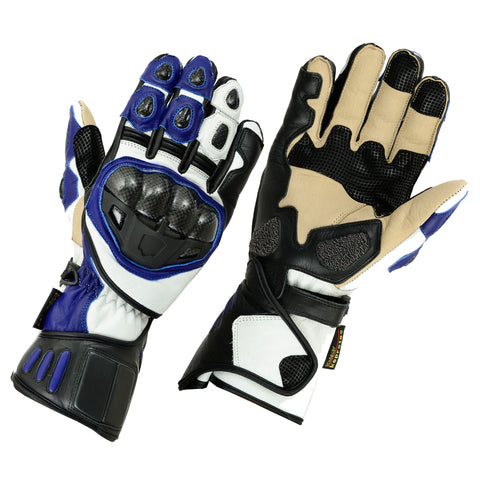 Leather Motorcycle Motorbike Biker Gloves Vented CE Carbon Knuckle Armour Pro