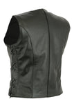 Womens Ladies Leather Waistcoat Motorcycle Biker Motorbike Fitted Cut With Laces